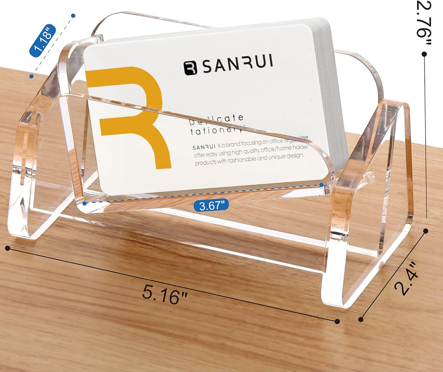 SANRUI Acrylic Business Card Holder for Desk, 1 Tier Clear Tilt Business Name Card Display Holders Stand Storage Organizer Fits 50-60 Business Cards (Horizontal, 1-Slot)