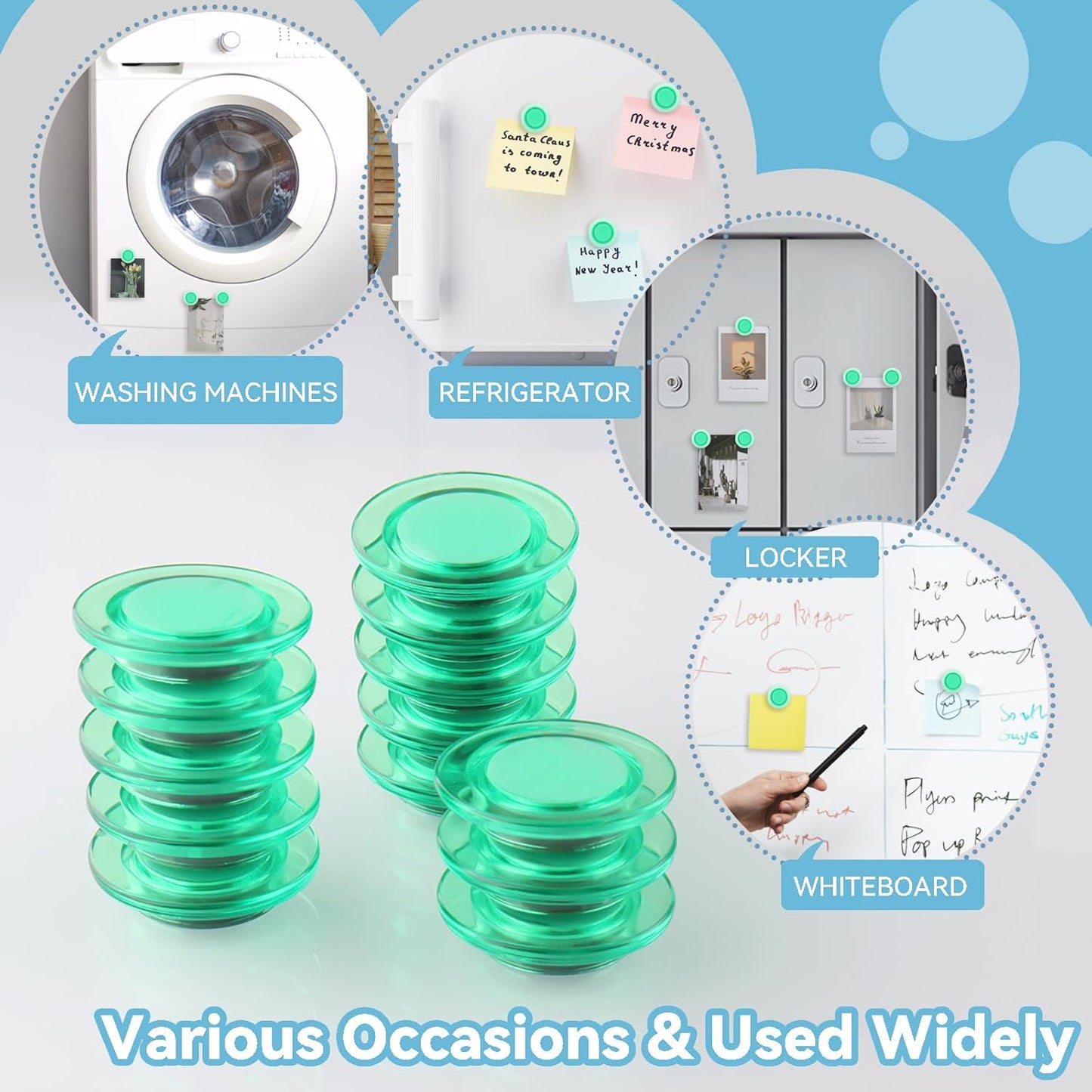 ZDZBLX Fridge Magnets, 28 Pack Magnet Strong Magnets Refrigerator Magnets Small Magnets for Whiteboard, Heavy Duty Magnets Mini Magnets Cute Round Magnets for Fridge, Locker, Classroom, Office (Green)