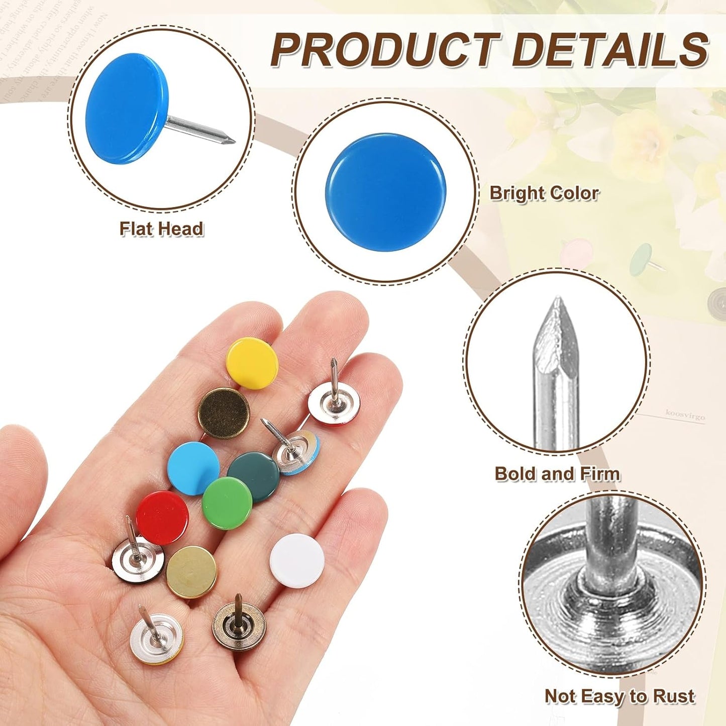 uxcell 100Pcs Upholstery Tacks, 11mmx15mm Flat Head Thumb Tack Decorative Furniture Nails Push Pins for Furniture Sofa Headboards, Blue