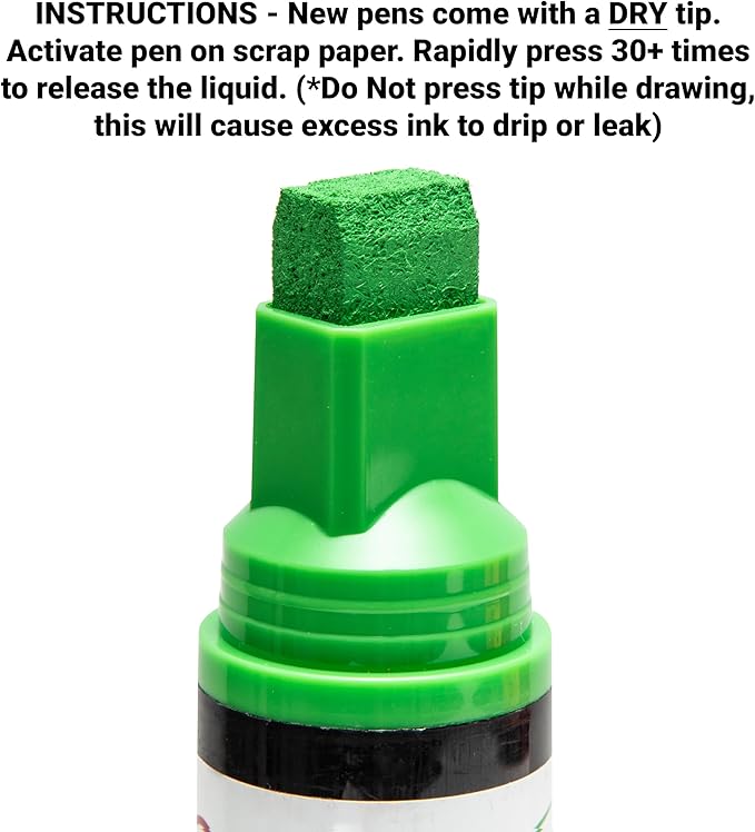 Glass Pen Window Marker: Liquid Chalk Pens for Glass, Whiteboard Markers with Washable Paint - Graduation, Car Windows, Mirror Pen, Storefront, Wedding, Parade, Party & Holiday (Green, Jumbo Tip)