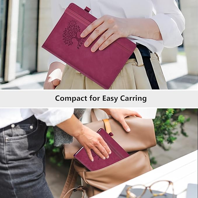 PERCUN Lined Journal Notebook for Men & Women, 160 Pages College Ruled Journal for Writing, A5 Hardcover Leather Notebooks for Work, School, Business, Travel, Daily Diary 5.9" x 8.5" - Burgundy