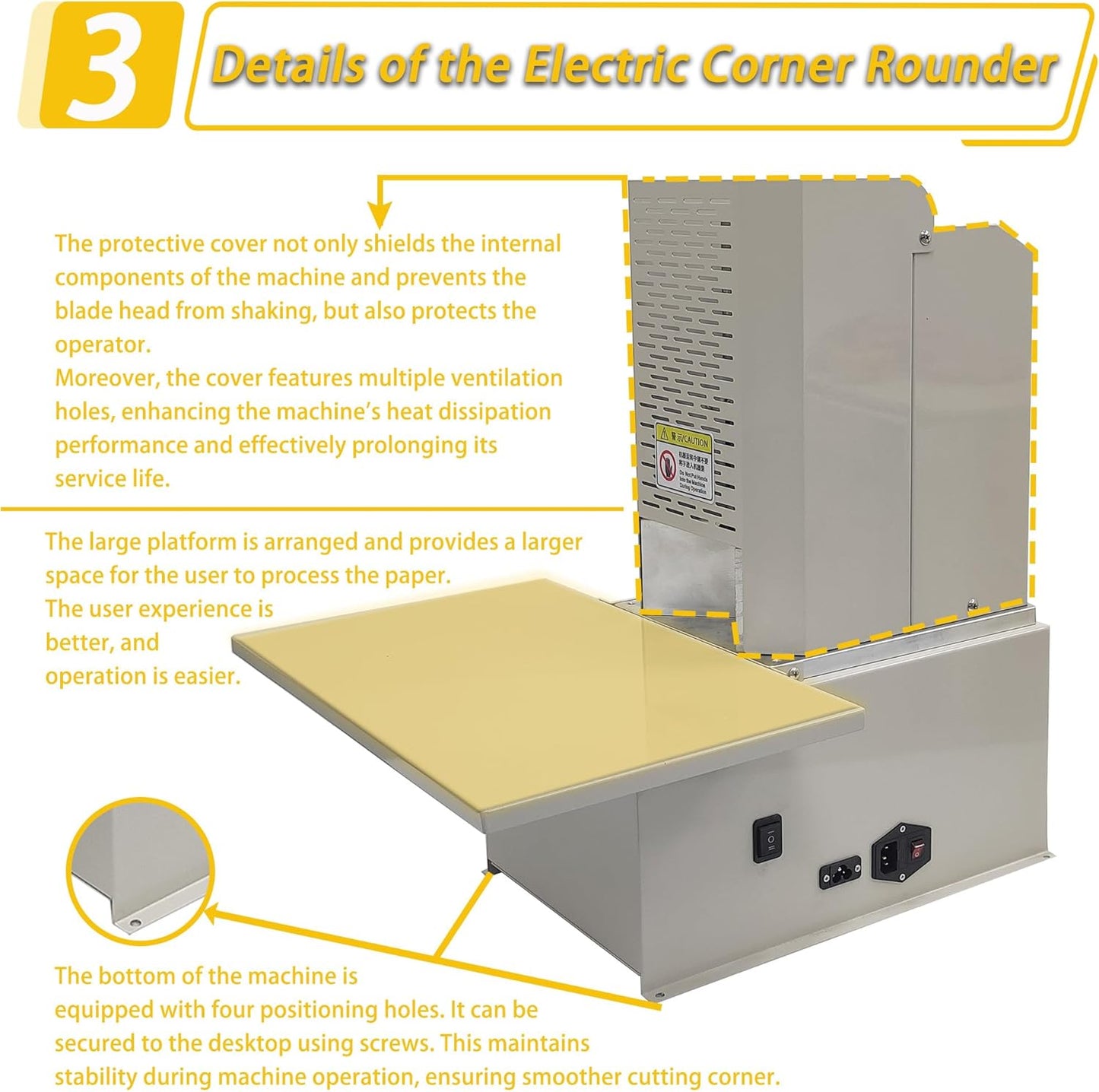 Electric Corner Rounder Machine 50mm Capacity Round Corner Cutter with Safety Guard & Foot Pedal 7PCS Blades R3-R9 Commercial Corner Rounding for Documents Certificates Books Packaging
