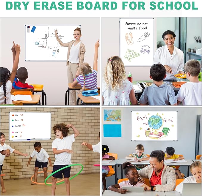 H-Qprobd 4' x 3' Whiteboard Dry Erase White Board for Wall 48x36 (2pcs) Magnetic Boards for Office Classroom & Home, Small Wall Whiteboard Including 6 Markers, 20 Magnets, 2 Erasers