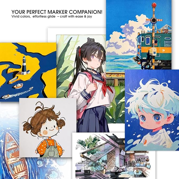 TRANSON Alcohol Markers for Drawing Coloring 24 Colors Dual-tip Fine and Chisel Tips