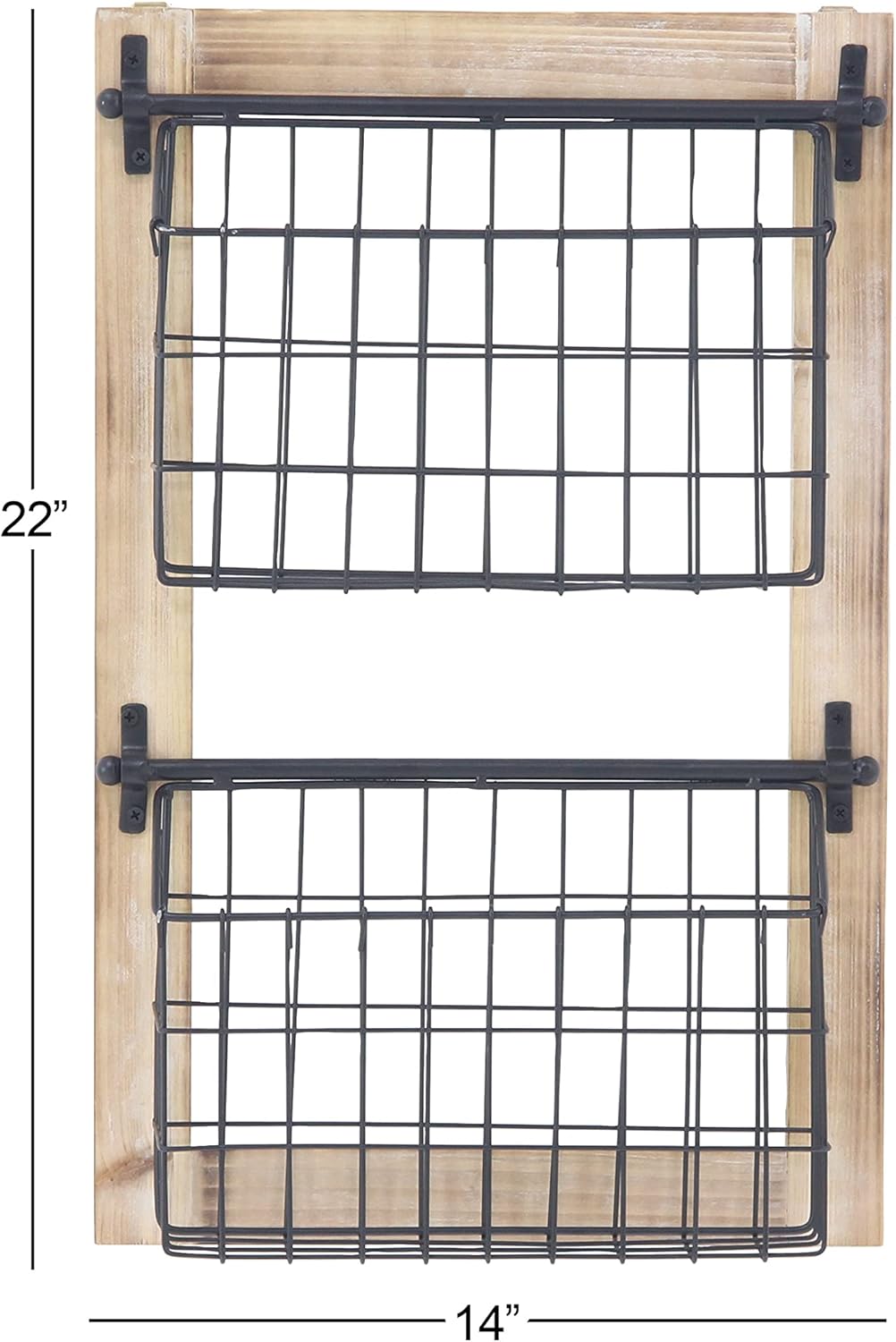 Deco 79 Metal Rectangle Magazine Rack Holder with Suspended Baskets, 14" x 4" x 22", Black, 22"H