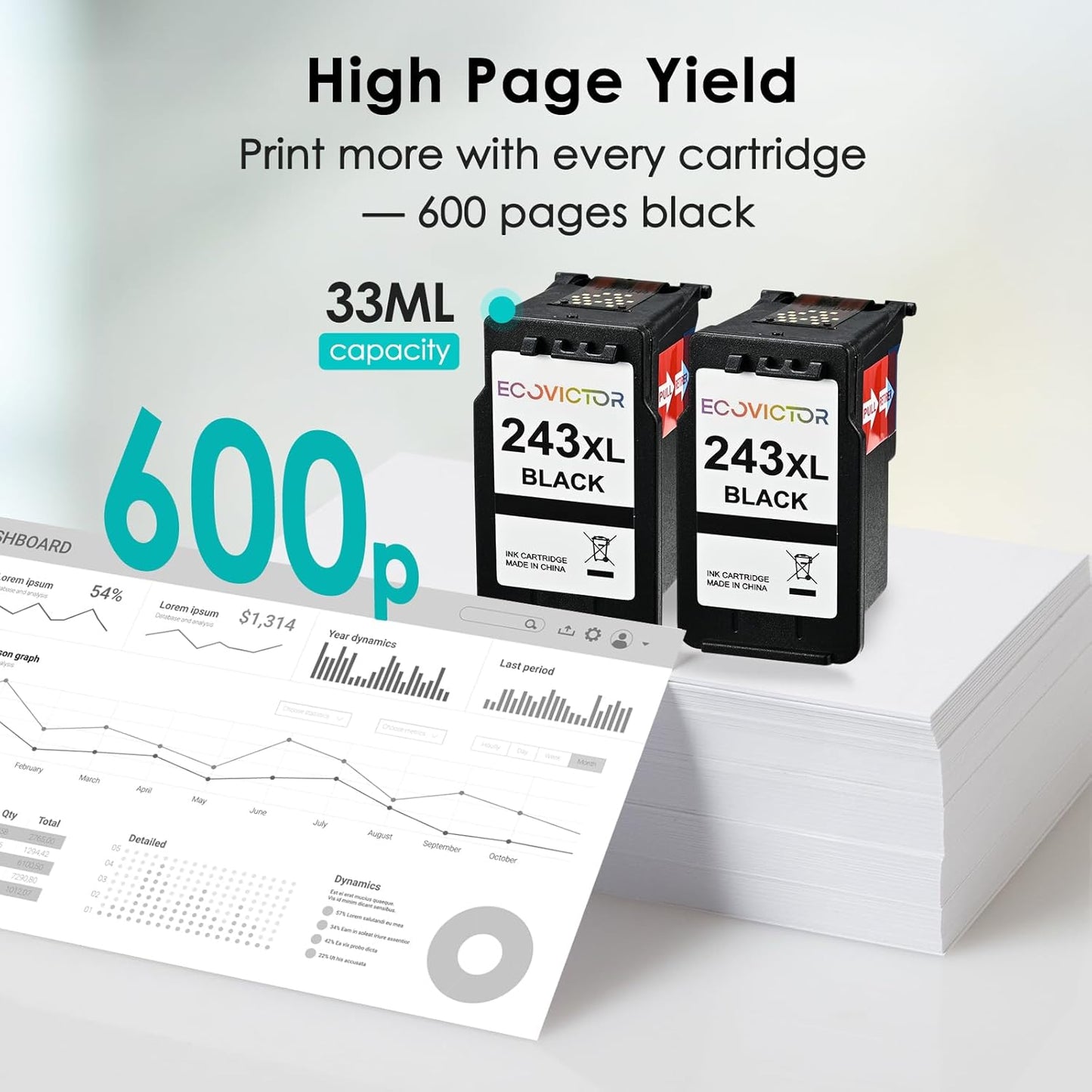 243XL Black Compatible Ink Cartridge Replacement for Canon 243 243XL PG-243 PG 243 XL Black Ink Cartridges for TR4520 TR4522 MG2522 MX490 MX492 TS3320 TS3120 TS202 MG2922 Printer (2-Pack)