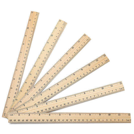 10 Pack Wooden Ruler 12 Inch Rulers Bulk Wood Measuring Ruler Office Ruler 2 Scale