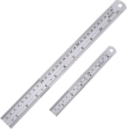 Eboot Stainless 2 Pack Steel Ruler 6 Inch and 12 Inch Metal Rule Kit with Conversion Table