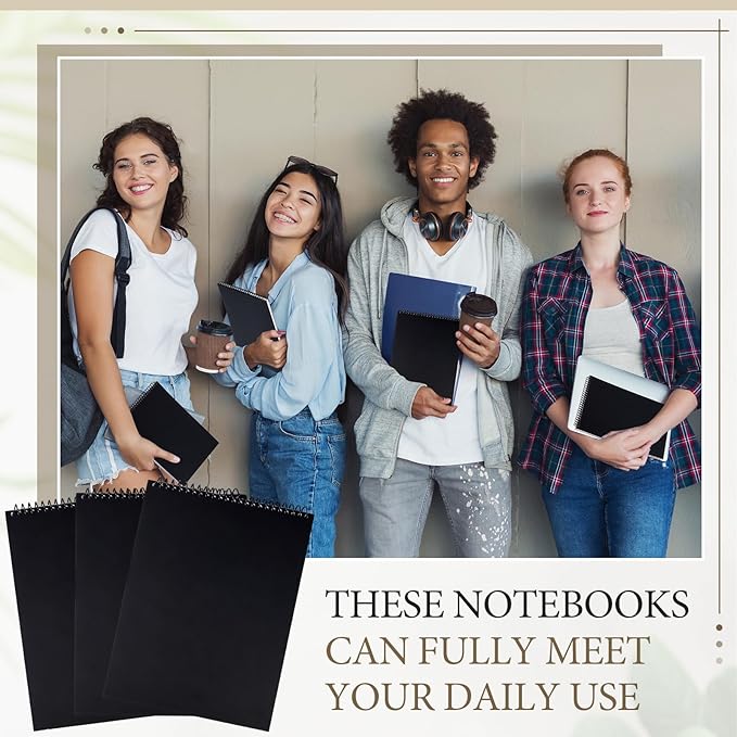 10 Packs 8.5" x 11" Top Spiral Notebook with 3 Hole Punched Legal Pads College Ruled Notepad 50 Sheets Hard Cardboard Paper Wirebound Notepad for Office School Business (White)