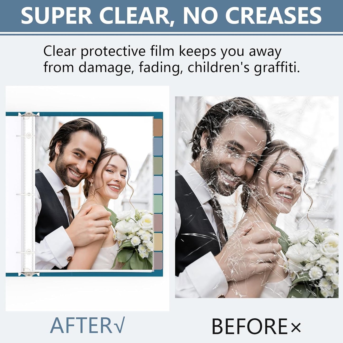 8 Set of 64 Pack Clear Binder Sheet Protectors for 3 Ring Binder Plastic Page Protector with 8 Tabs,Insertable Index Page Divider 8.5x11 Inch（Boho Color）