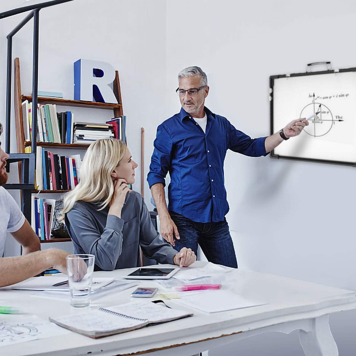 Whiteboard Dry Erase Boards, Portable White Board Double Sided Magnetic Board Stand,Foldable Hanging Wall Desktop Boards Easel for Kids Students Teacher for School Home Kitchen Office 24x18 Inch