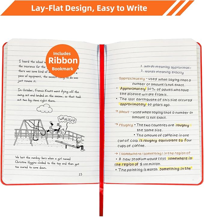 BOSSAND College Ruled Notebooks, 6 Pack A5 Lined Journal Notebooks, 200 Pages 100 GSM Thick Paper, Hardcover, 8.25 inches x 5.75 inches, Red