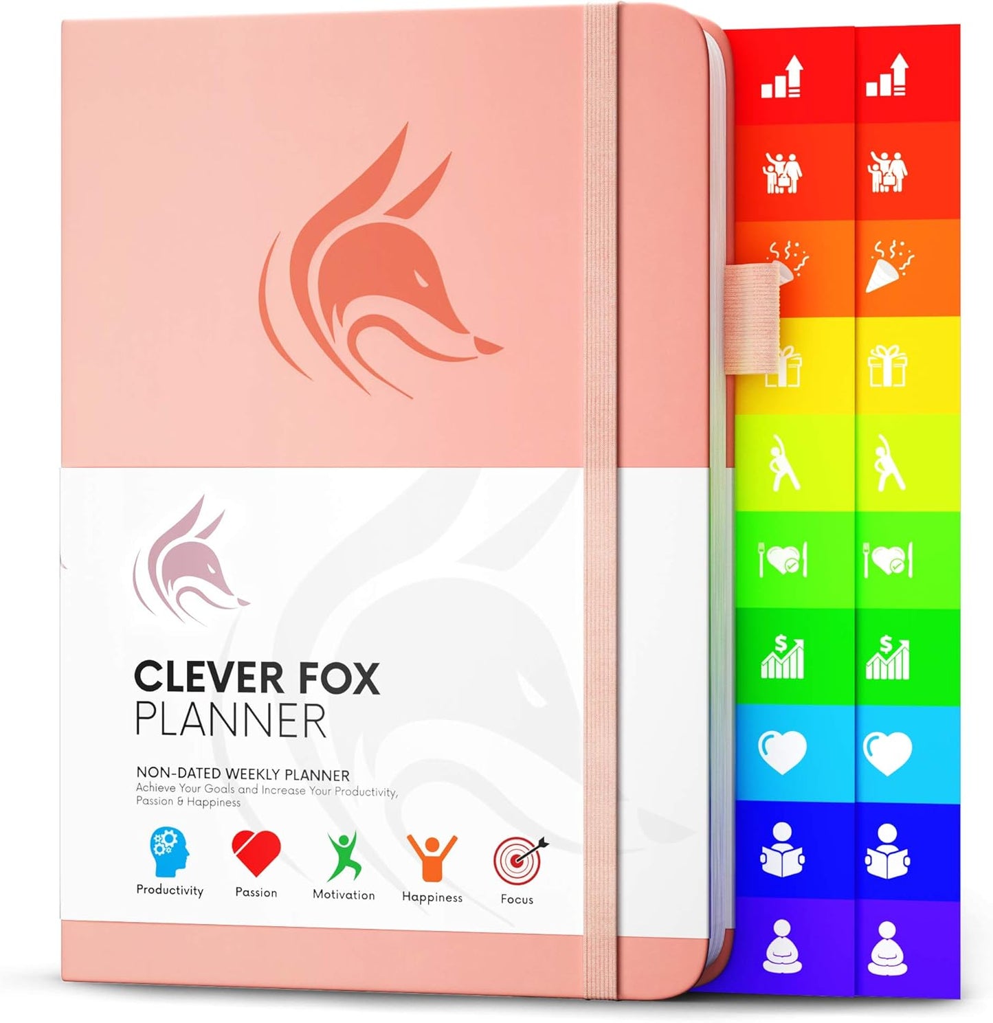 Clever Fox Planner – Undated Weekly & Monthly Planner for Productivity, Time Management & Goals – Organizer Journal – A5 (Peach Pink)
