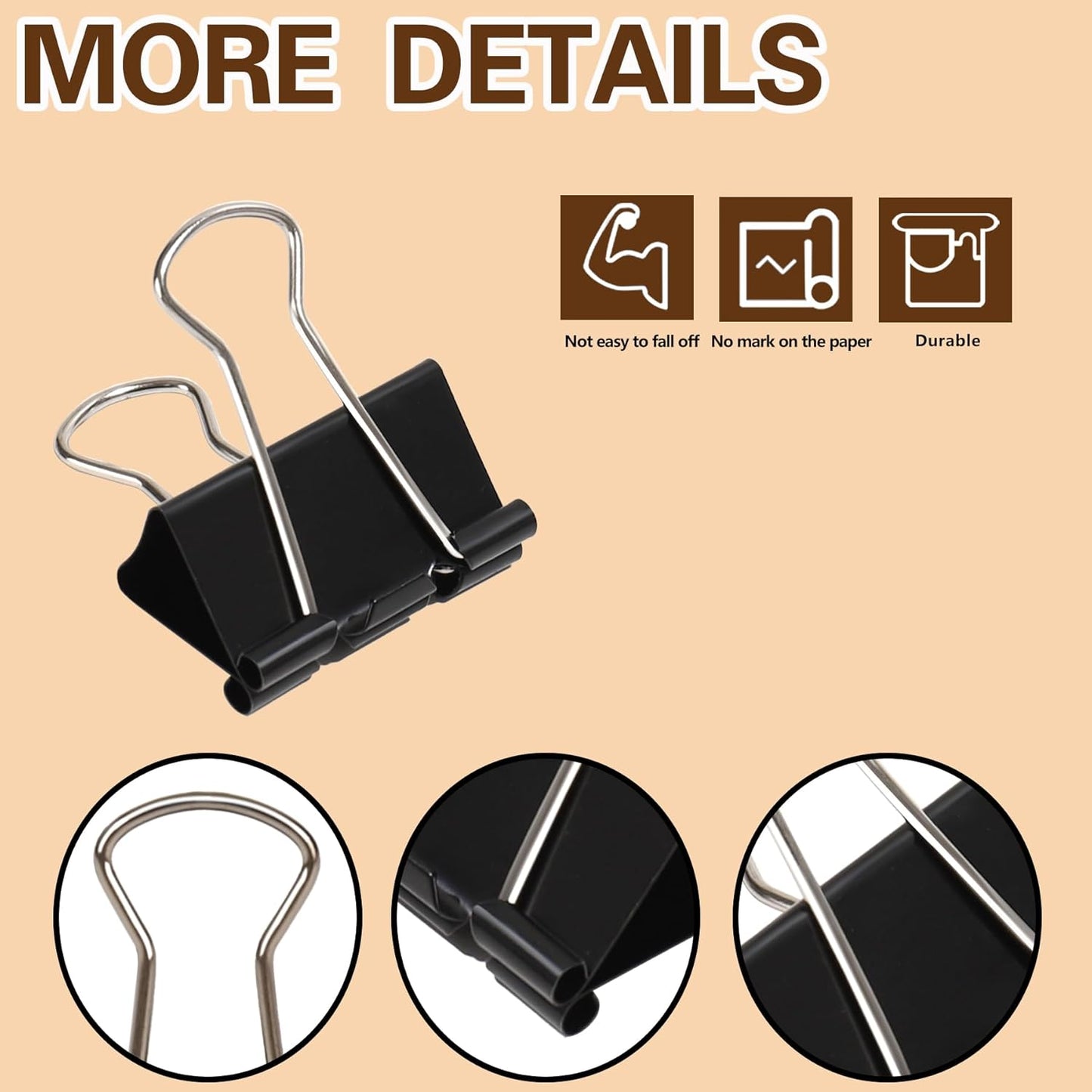 Binder Clips,Qimailer Medium Clips,48 Pcs,1.25 Inch,Black Metal Binder Clips and Paper Clips for Office, Home, School