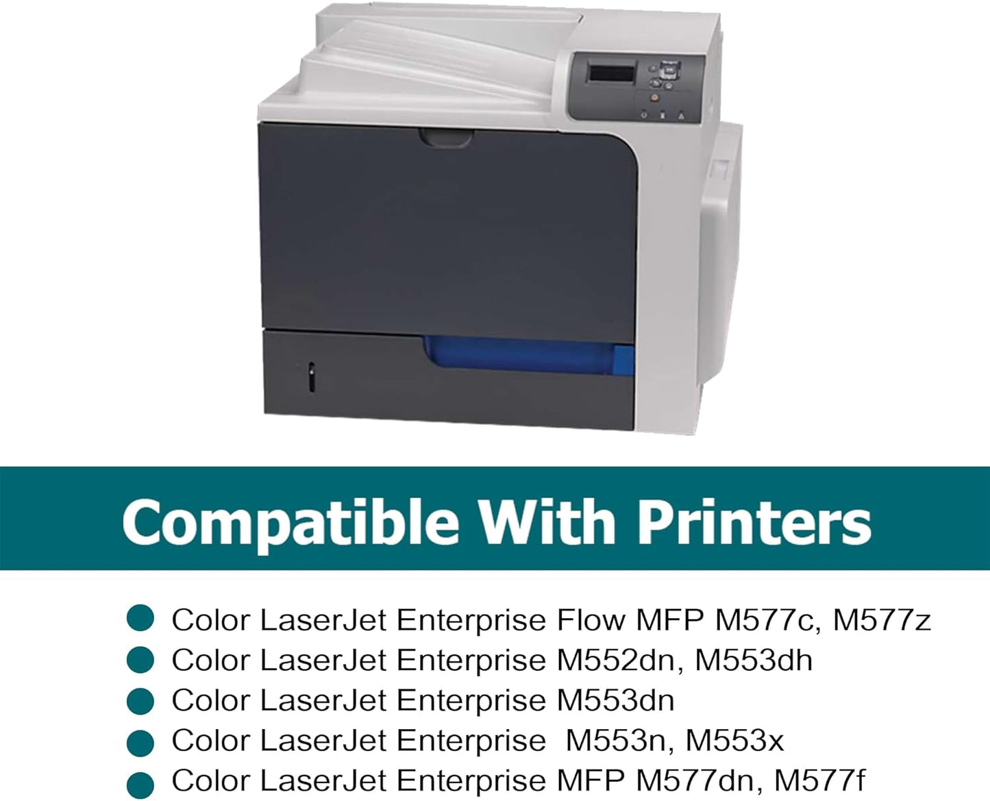 4 Pack Replacement for HP 508A Toner Cartridges Works with HP Color Laserjet Enterprise M553,M552,Color Laserjet Enterprise MFP M577 Series Ink (Black,Cyan,Magenta,Yellow)