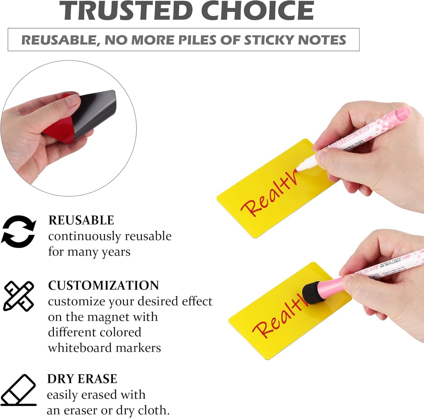 Realth Dry Erase Magnetic Board Red, Reusable Fridge Magnetic Whiteboard, Blank Magntic Board to Write on for Home Office Classroom, 8.3'' × 12.2'' 5 Pcs