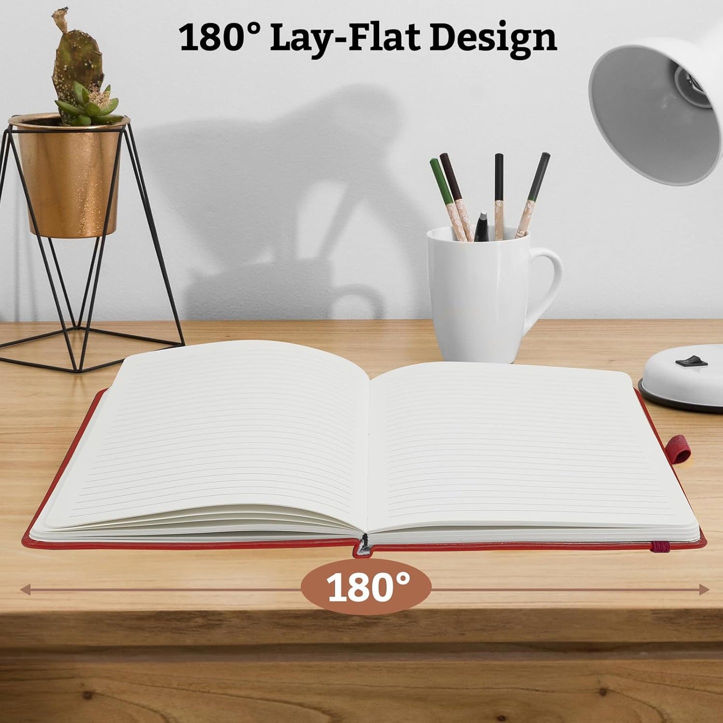 2Pack Lined Hardcover Journal Notebook, A5 192 Pages 100Gsm Thick Paper College Ruled for School,Note Taking,Work,Diary，5.7"*8.3",Burgundy