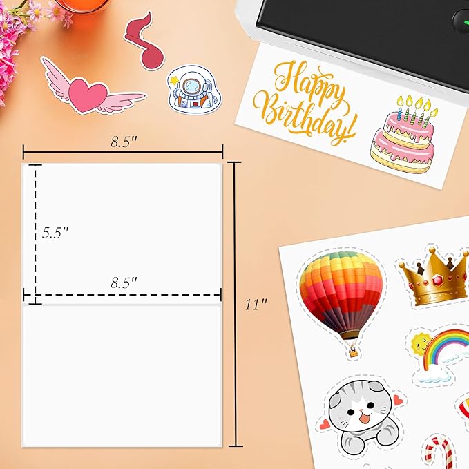 8.5 x 5.5 Half Sheet Shipping Labels for Laser and Inkjet Printers, 2 Per Page Self Adhesive Mailing Labels, White Blank Labels [100 Sheet 200 Labels]