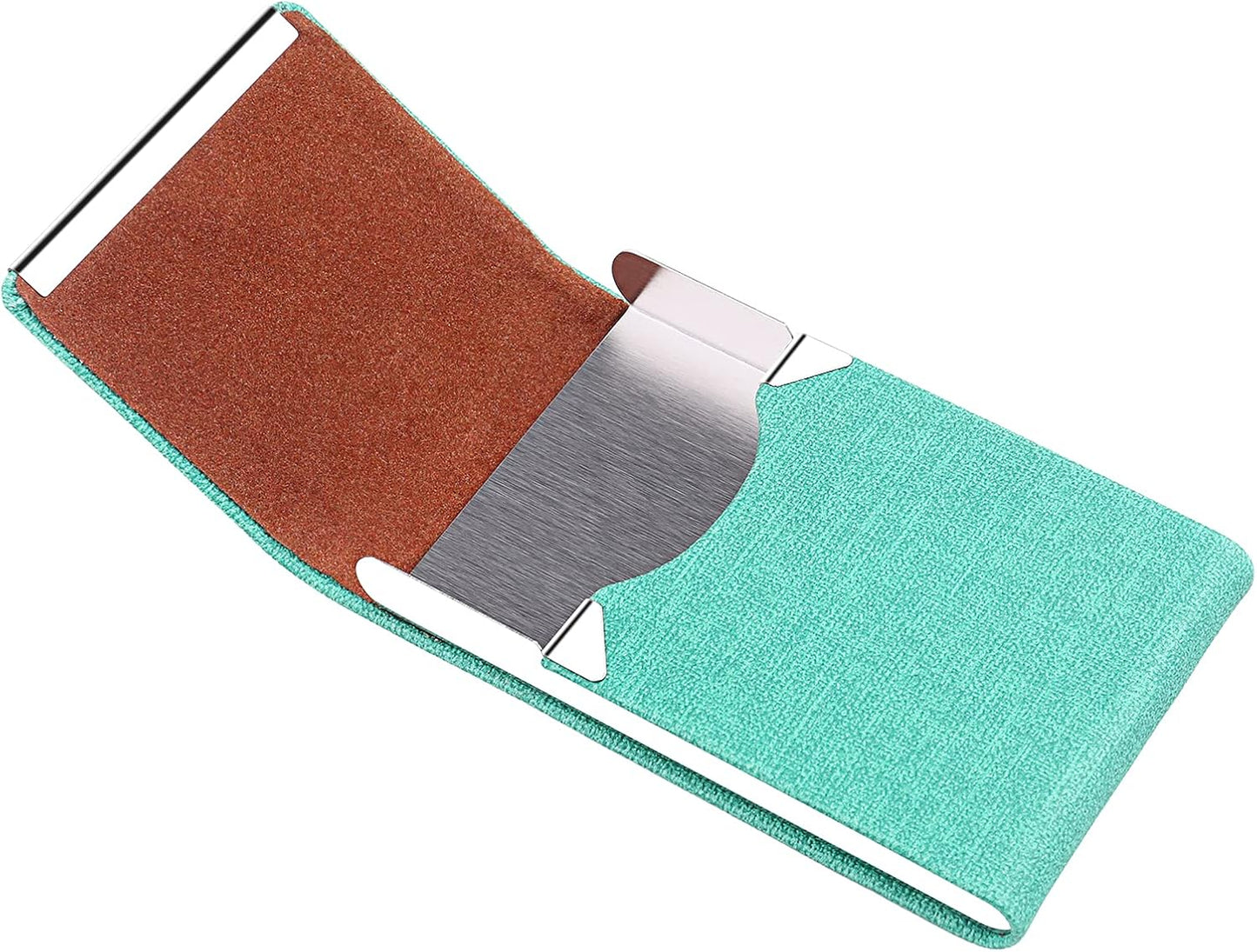 Business Card Holder for Women and Men - Magnetic Shut Case for Purse, Green-bm