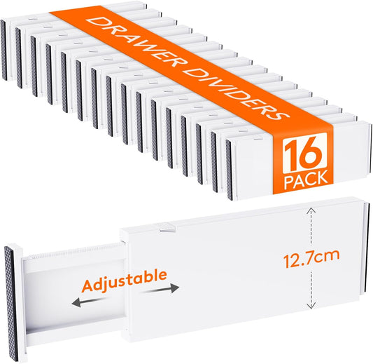 Lifewit 16 Pack Drawer Dividers 5" High, 13.5-22" Adjustable Clothes Organizers, Expandable Dresser Separators in Bedroom/Bathroom/Kitchen/Office