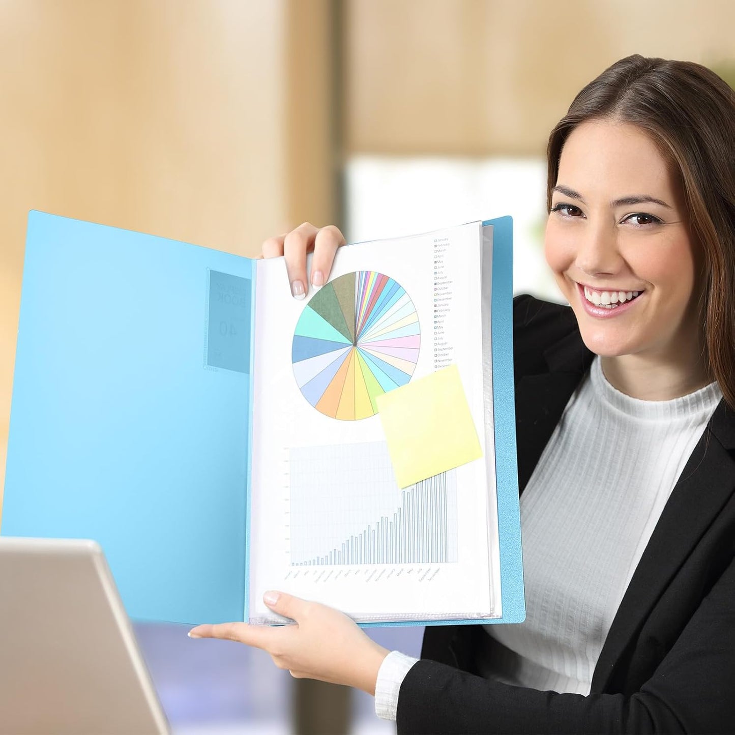 Marspark 6 Pcs Binder with Plastic Sleeves Large 8.5" x 11" Display Presentation Book 40 Pocket 80 Pages Art Portfolio Folder Clear Sheet Protector for Photo Document (Blue)