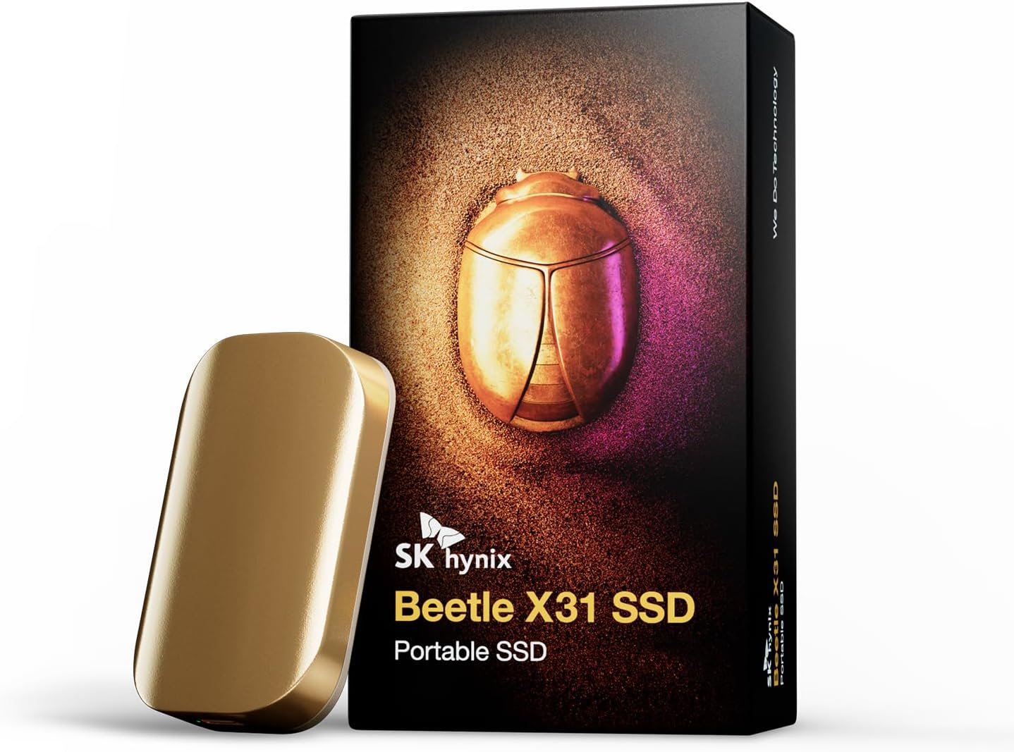 SK hynix Beetle X31 512GB Portable SSD with DRAM, up to 1050MB/s, USB 3.2 Gen2, External Hard Drive Compatible with PC, Mac, Laptop, PS5 (Champagne Gold)