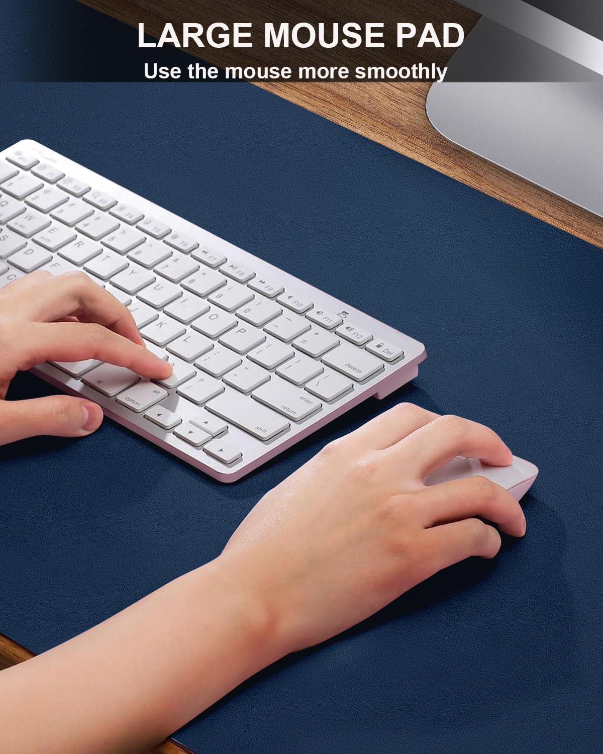 Pu Leather Desk Protector & Writing Pad, Non-Slip Laptop Mat - Waterproof, Office/Home (23.6"x13.8", Midnight Blue)