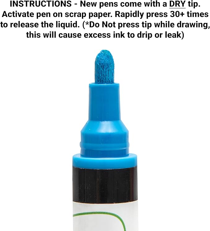 Glass Pen Window Marker: Liquid Chalk Pens for Glass, Whiteboard Markers with Washable Paint - Graduation, Car Windows, Mirror Pen, Storefront, Wedding, Parade, Party & Holiday (Blue, Fine Tip)