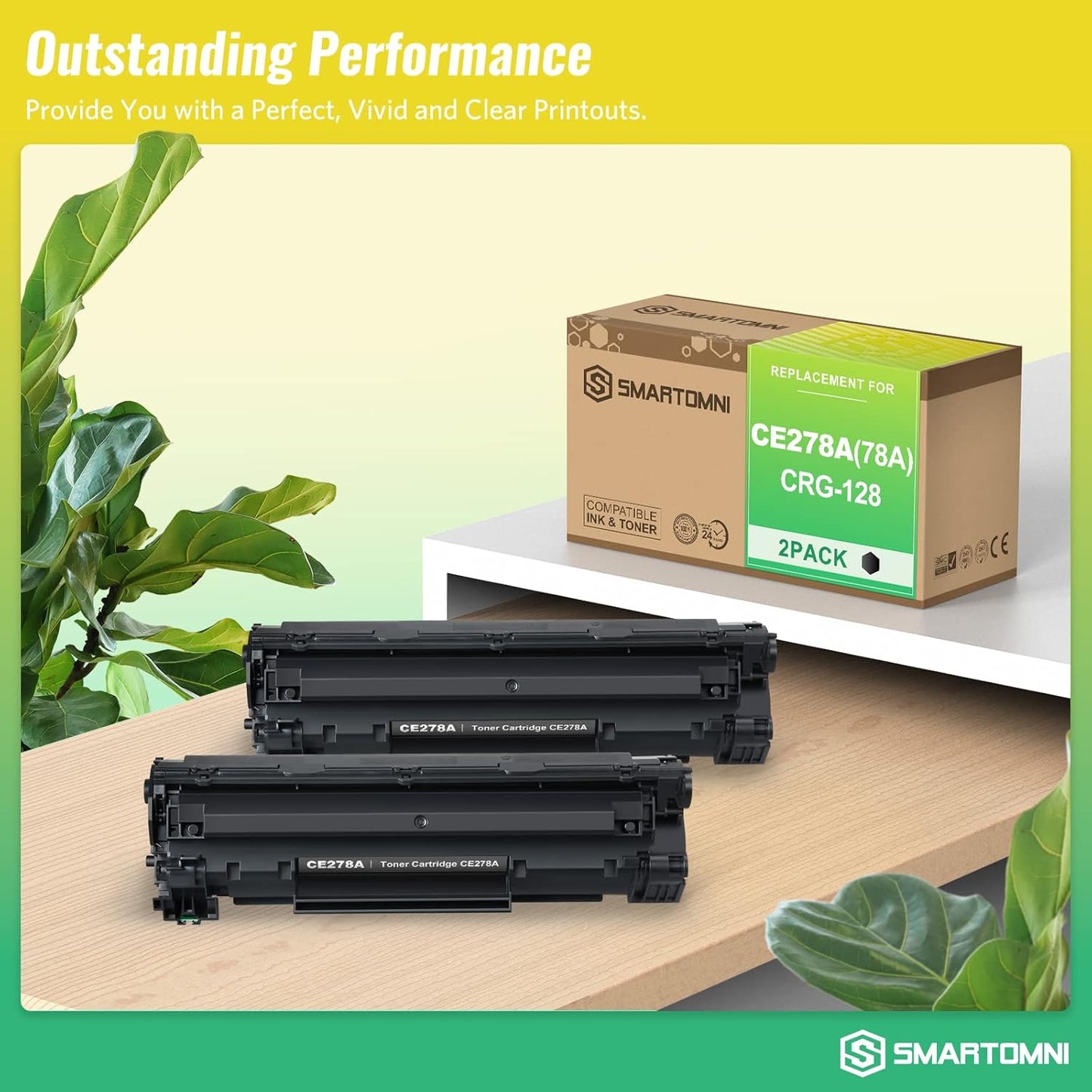 Compatible 78A CRG-128 Toner Cartridge Replacement for HP CE278A Canon 128 for HP P1606dn P1600 M1536dnf Canon D530 D550 LBP6230dw LBP6200d MF4890dw MF4880dw MF4450 Printer, 2 Packs