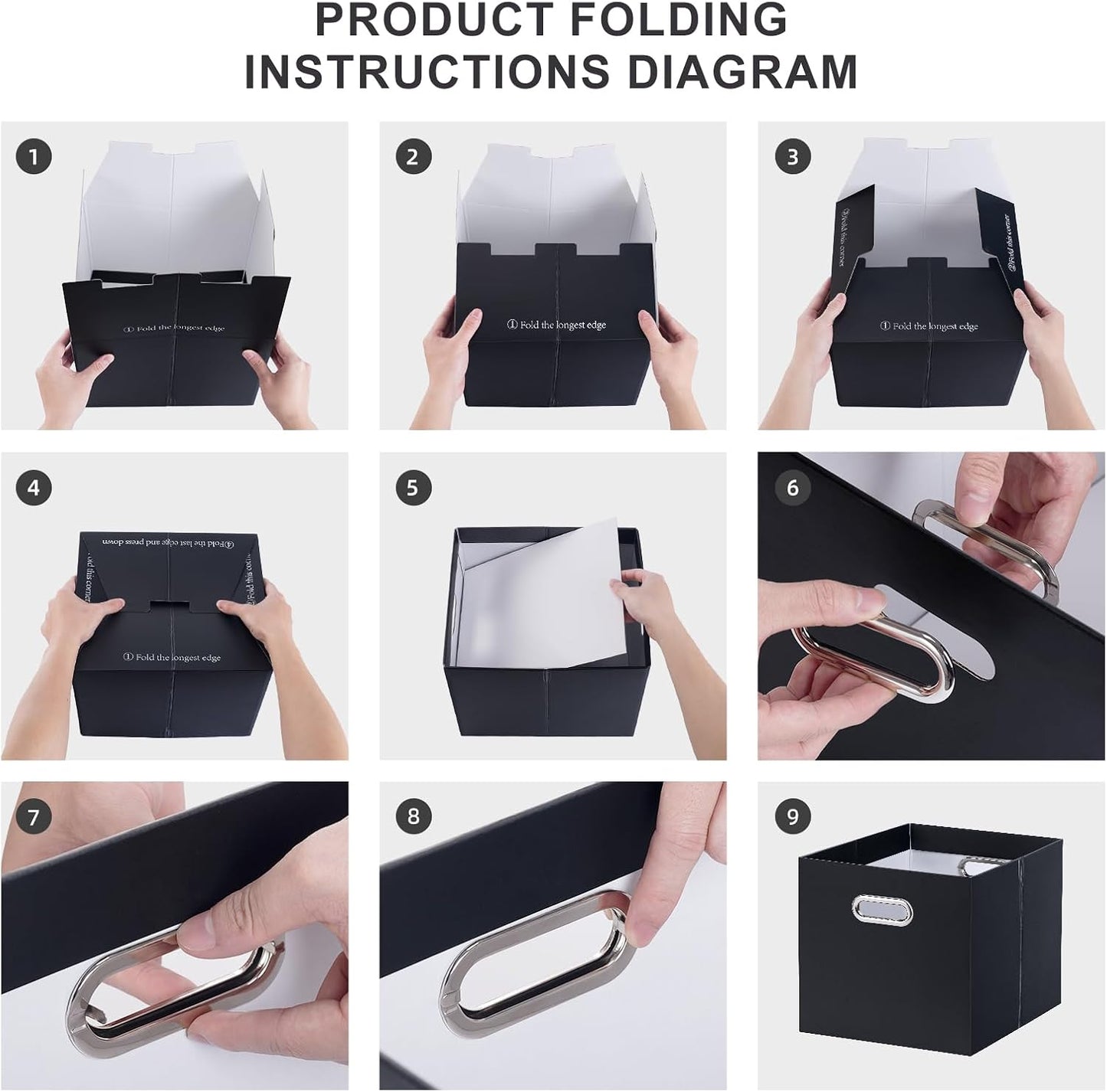 Oterri File Organizer, 2 Packs Large Storage Box, Cardboard File Folder Organizer, Collapsible File Box for Hanging File Folders Letter Size, Portable Filing Organizer with Handle (Black)