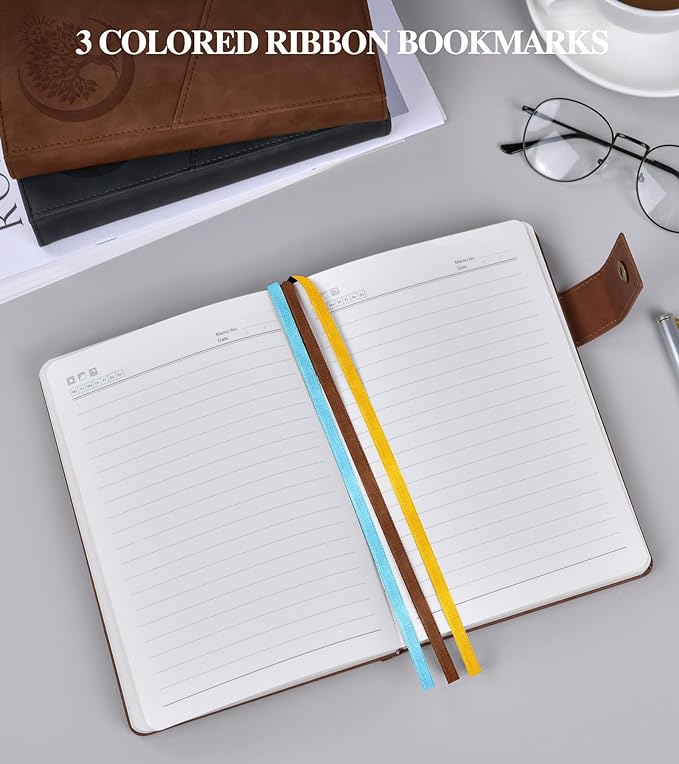 Lined Journal Notebook for Men, A5 Leather Journals for Writing Women, Hardcover Notebooks for Work,School,Note Taking,Travel,Business,Personal daily Diary,200 Page College Ruled (5.9" x 8.4")