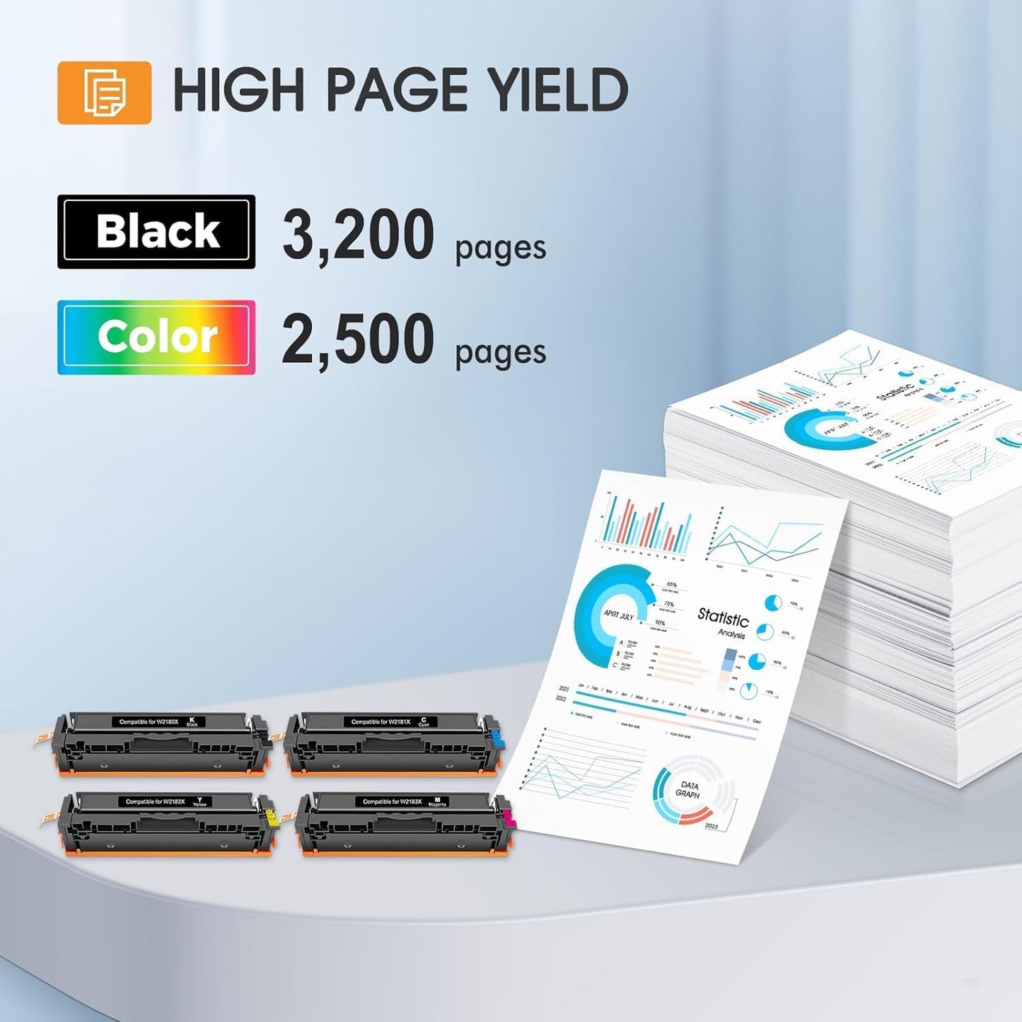 218X 218A Toner Cartridges 4 Pack 3201dw Compatible Replacement for HP 218X 218A Color Laserjet Pro MFP 3301fdw 3301cdw 3201dw 3301sdw Printer High Yield Ink Set W2180X (Black Cyan Yellow Magenta)