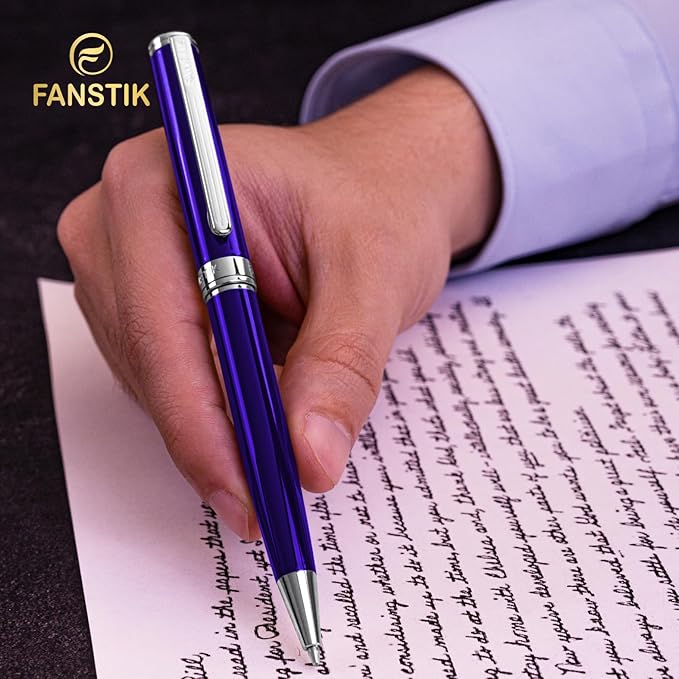 Blue Luxury ballpoint Pen (Made In USA) fancy gift set for women, Real 24K Gold Plating, Professional executive pen gift set for men (Lux BallPoint Blue)