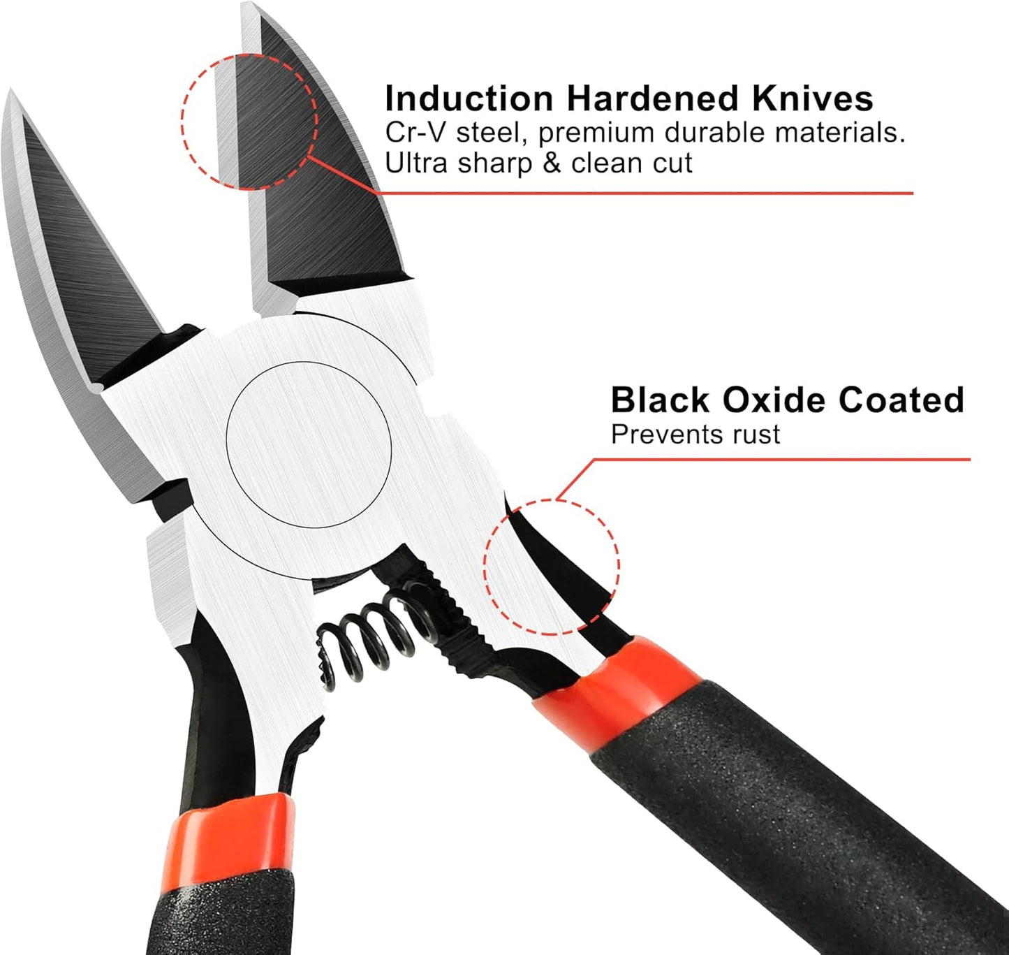 BOENFU 6 Inches Wire Cutters Heavy Duty Snips Flush Cut Side Cutters Pliers Metal Cutting Tool for Crafting, Floral, Artificial Flowers, Chicken Wire, Electrical, 1 Pack