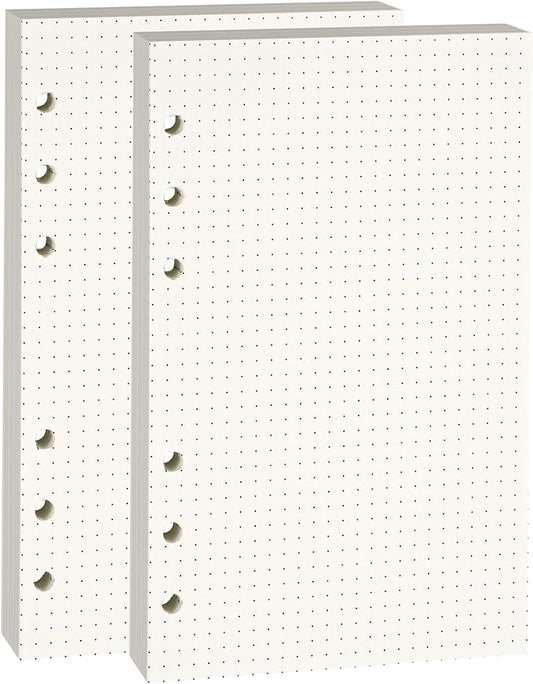 A6 Dot-Ruled Refill Paper, 100gsm Thick Beige No-Bleed Sheets (2 Packs, 80 Sheets Each), Pre-Punched – Fits A6 6-Ring Binders for Office, School & Teachers