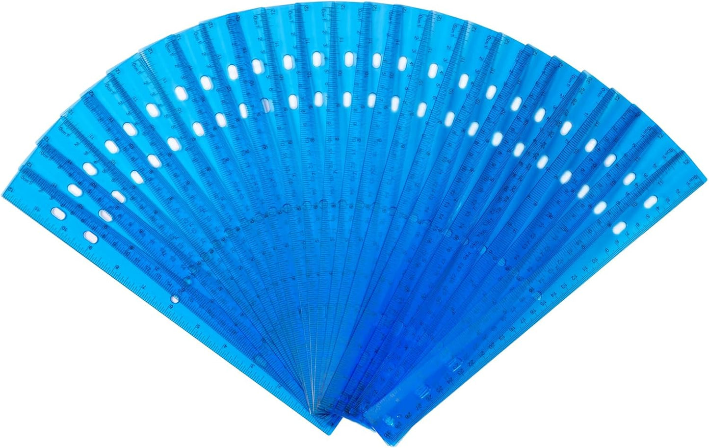 28 Pack Plastic Ruler 12 Inch Transparent Rulers - Metric Bulk for Kids School Office Classroom, Blue