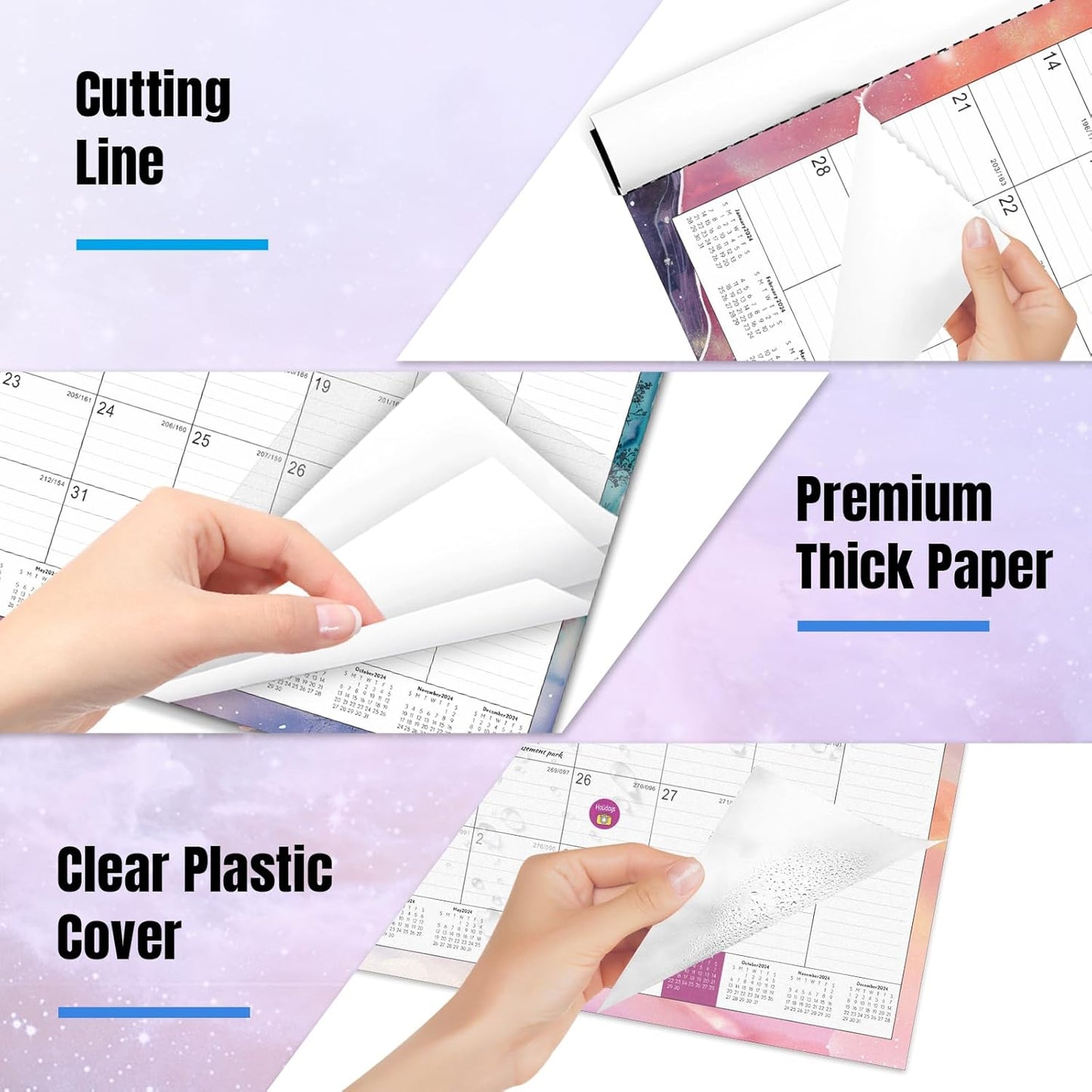 Gannyfer Desk Calendar 2025-2026, 18 Month Calendar July 2025 - Dec 2026, 22" x 17" Large Monthly Desktop Calendar with Notes, Daily Blocks, Thick Paper, Corner Protectors - Colorful Waterink (6 Stickers Included)