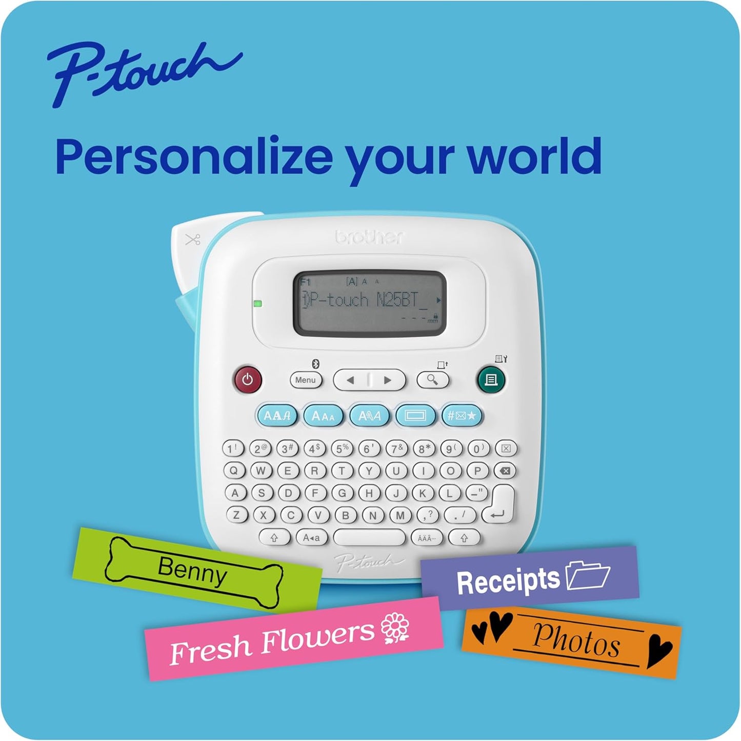 Brother P-Touch PT-N25BTV3 Personal Connected Label Maker, Bluetooth, Design&Print2 app, Portable, Handheld, 3 Sample Label Tapes Included, Prints with P-Touch Btag½â€ (12mm) Wide Tapes