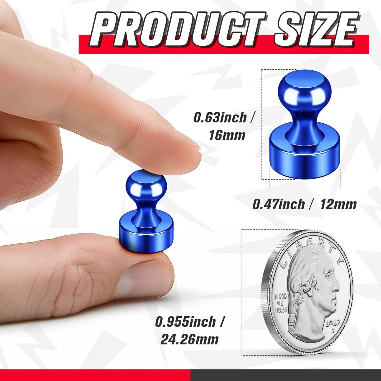 FINDMAG 14Pcs Colorful Fridge Magnets, Small and Strong Magnets for Whiteboard, Magnetic Push Pins for Kitchen, Classroom, Office, Home Decor