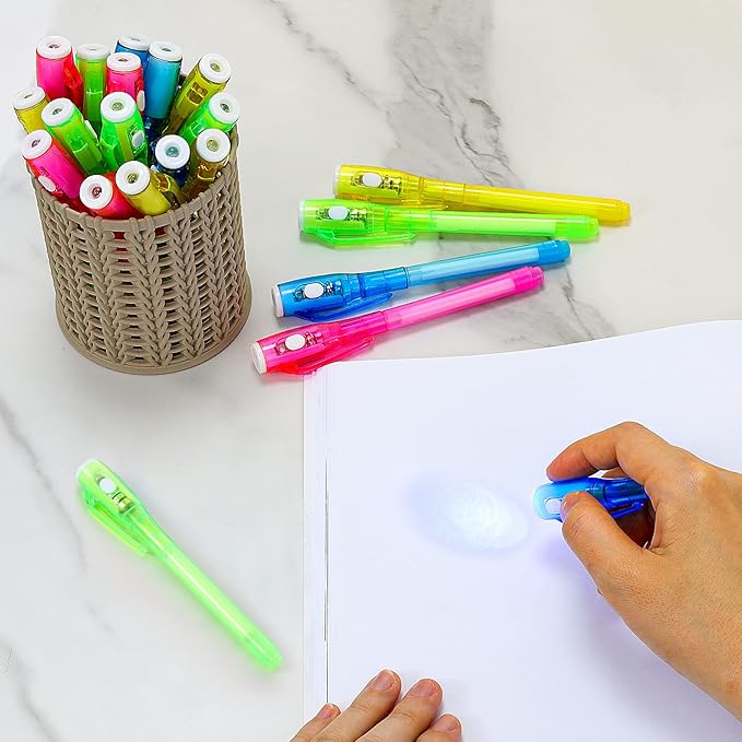 30 Pieces Invisible Ink Pen with UV Light Spy Pen Magic Marker Party Favors for kids 8 12 years Birthday Gifts Classroom Prizes Goodie Bags Stuffers for Kids