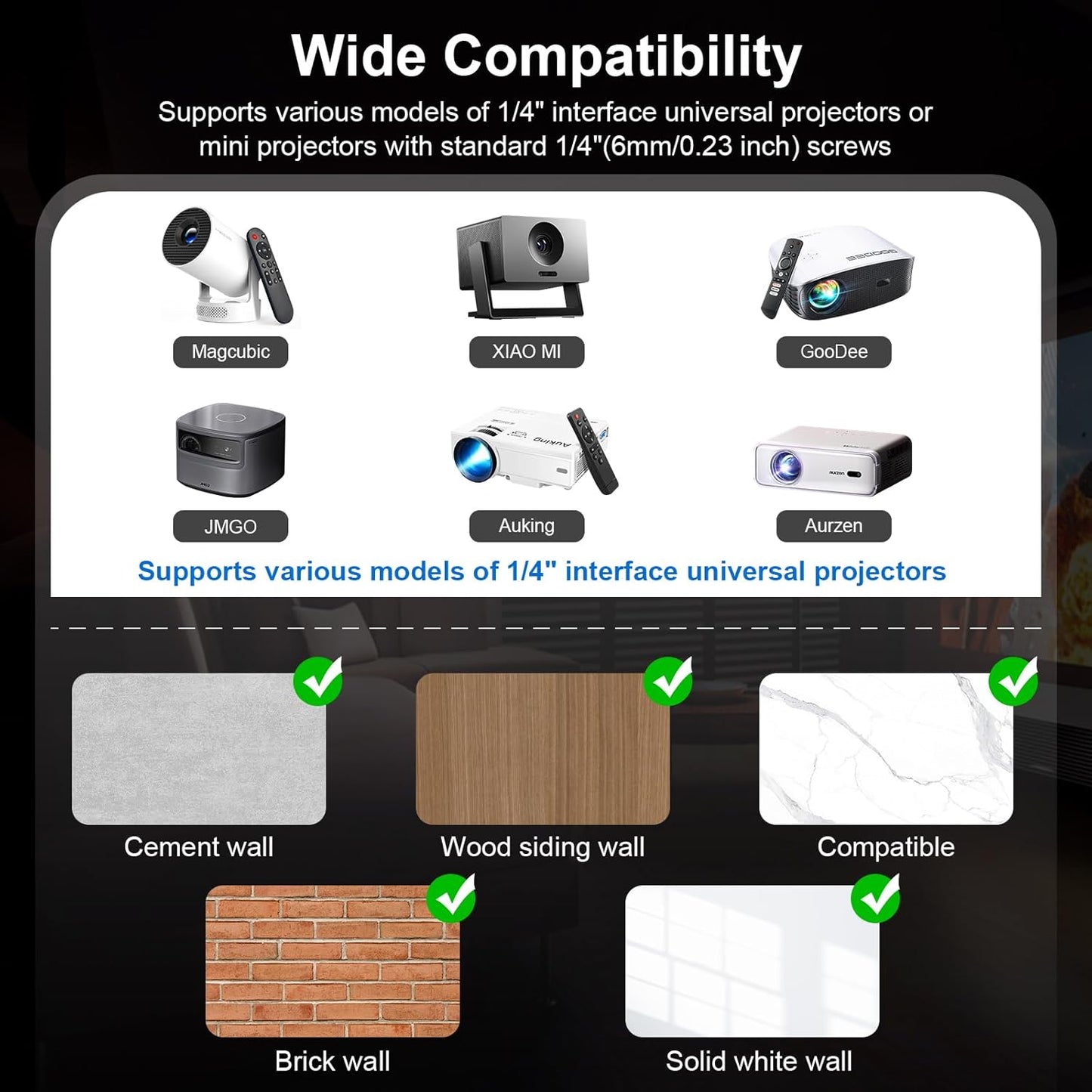 Aokeo Projector Wall Mount, 360° Adjustable Projector Stand Wall Mount for Cameras,projectors,VCRs,CCTV