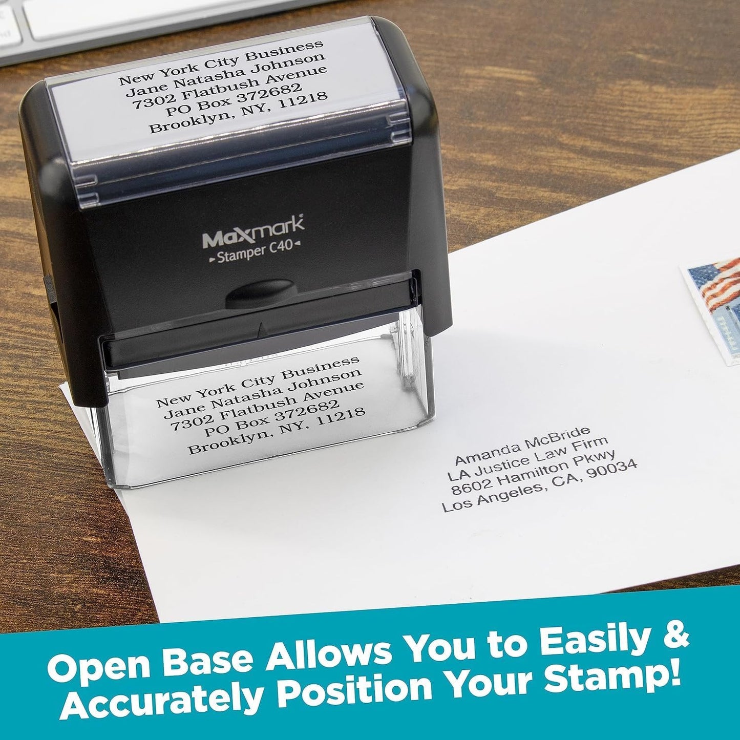 MaxMark Customized Self Inking Stamp - Up to 6 Lines of Text - Large & Wide Size - Choose from 15 Ink Colors