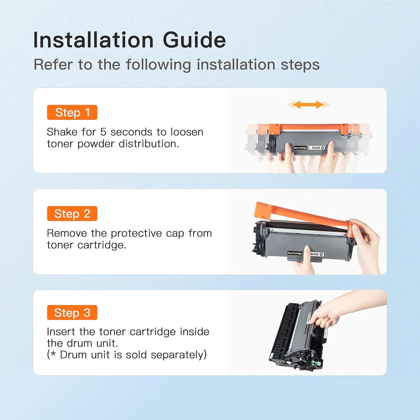 E-Z Ink Compatible Toner Cartridge and Drum Unit Replacement for Brother TN450 TN420 DR420 to use with HL-2270DW HL-2280DW HL-2230 HL-2240 MFC-7360N MFC-7860DW 2840 2940 (2 Toner 1 Drum) 3 Pack