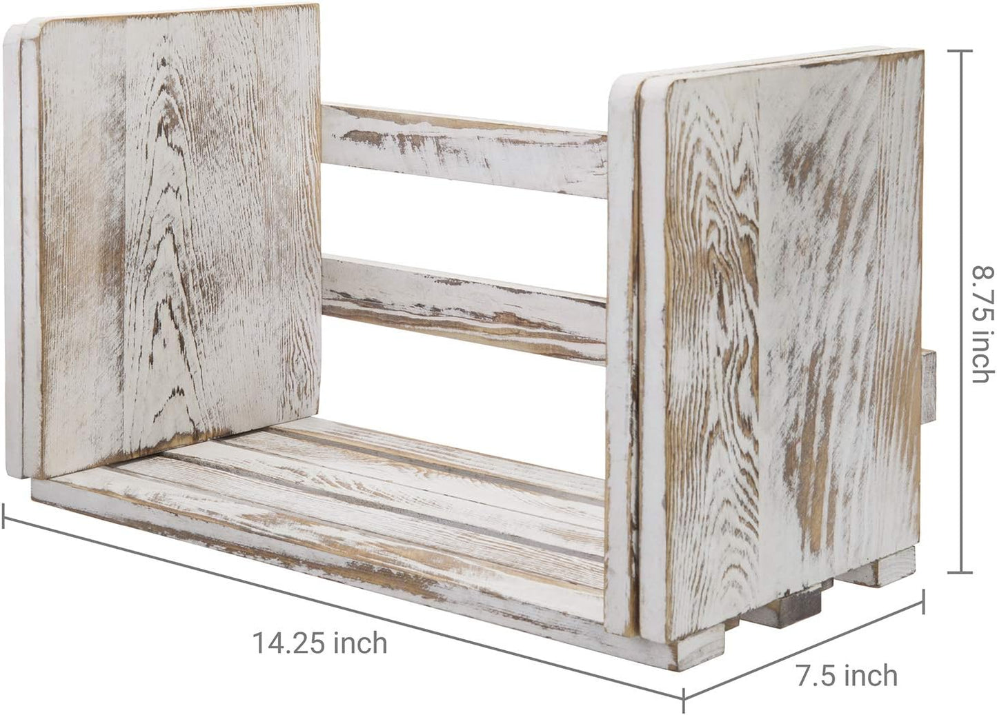 MyGift Rustic Expandable Whitewashed Wood Desktop Bookshelf/Adjustable Tabletop Book Holder Organizer Rack