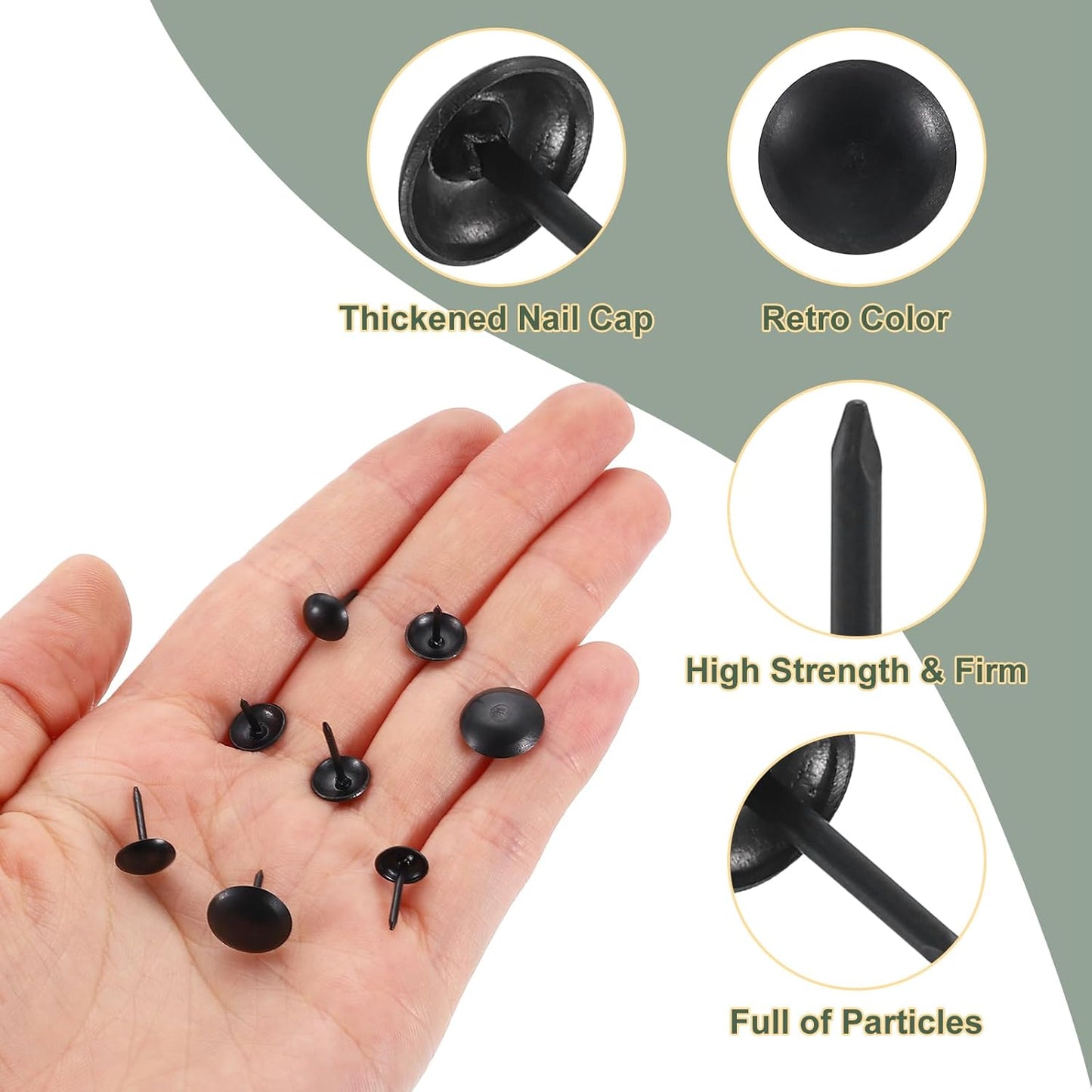 uxcell 50 Pcs Upholstery Tacks, 7 x 13mm Round Head Upholstery Nails Pins Vintage Decorative Furniture Tacks for Chairs Sofas Beds DIY Project, Black