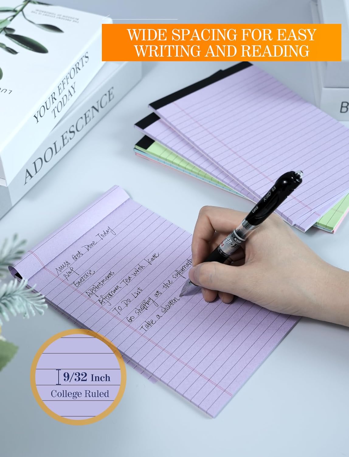 6 Pack Small Note Pads 5x8, Color Legal Pads 5x8 In, College Ruled Notepad Paper Pad with Sturdy Back, Perforated 5 x 8 Notepads Small Writing Pad Narrow Ruled Pads of Paper Notebook, Multicolor