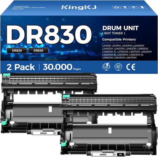 DR830 Drum Unit (Not Toner) 2-Pack Replacement for Brother DR-830 Imaging Drum Compatible for HL-L2460DW HL-L2405W HL-L2480DW MFC-L2820DW DCP-L2640DW MFC-L2900DW HL-L2400D HL-L2460DW XL Laser Printer