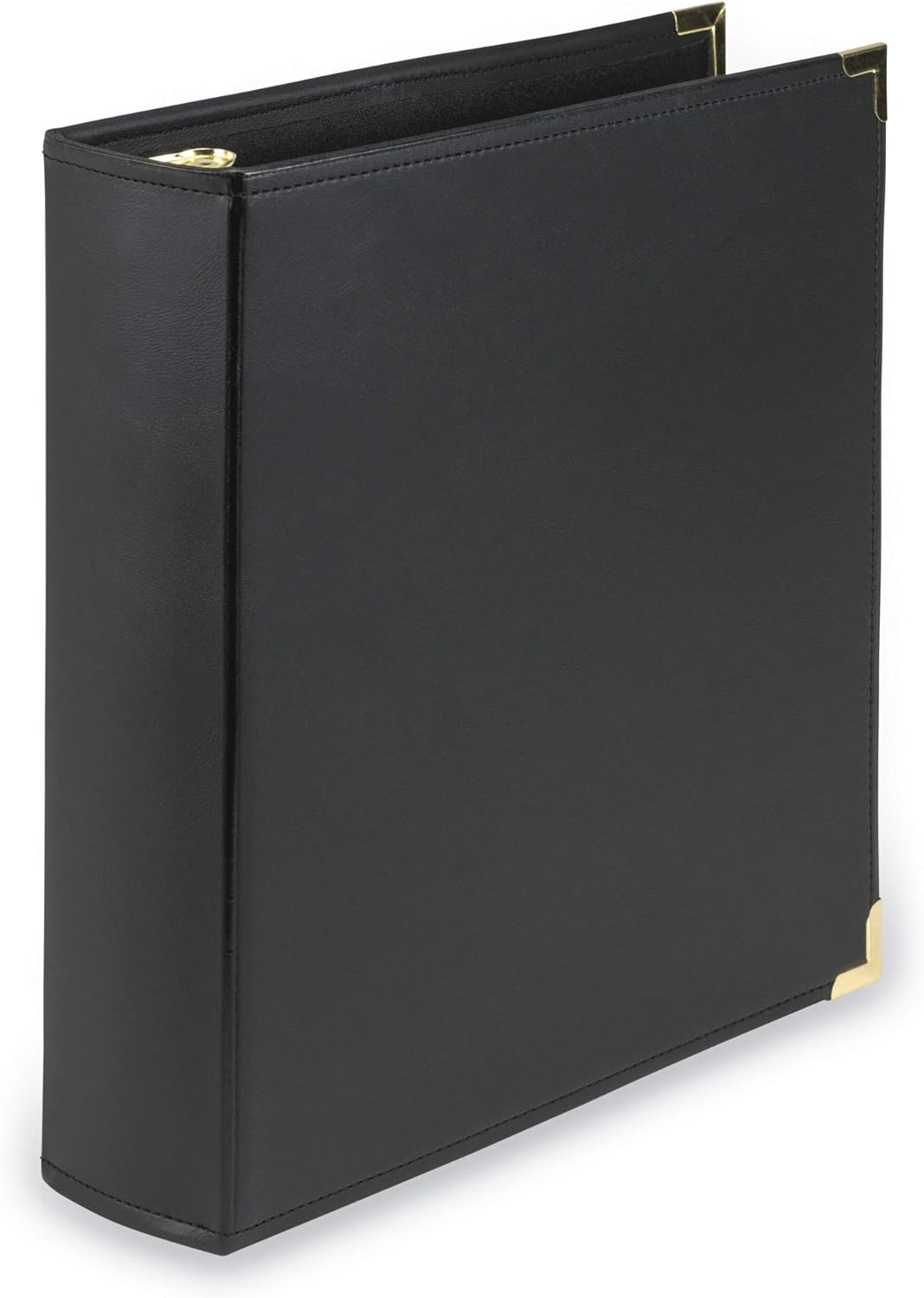 Samsill Classic Collection Leather 3 Ring Binder, Executive Presentation Portfolio, 2 Inch (Holds 425 Sheets), Brass Round Ring, Black