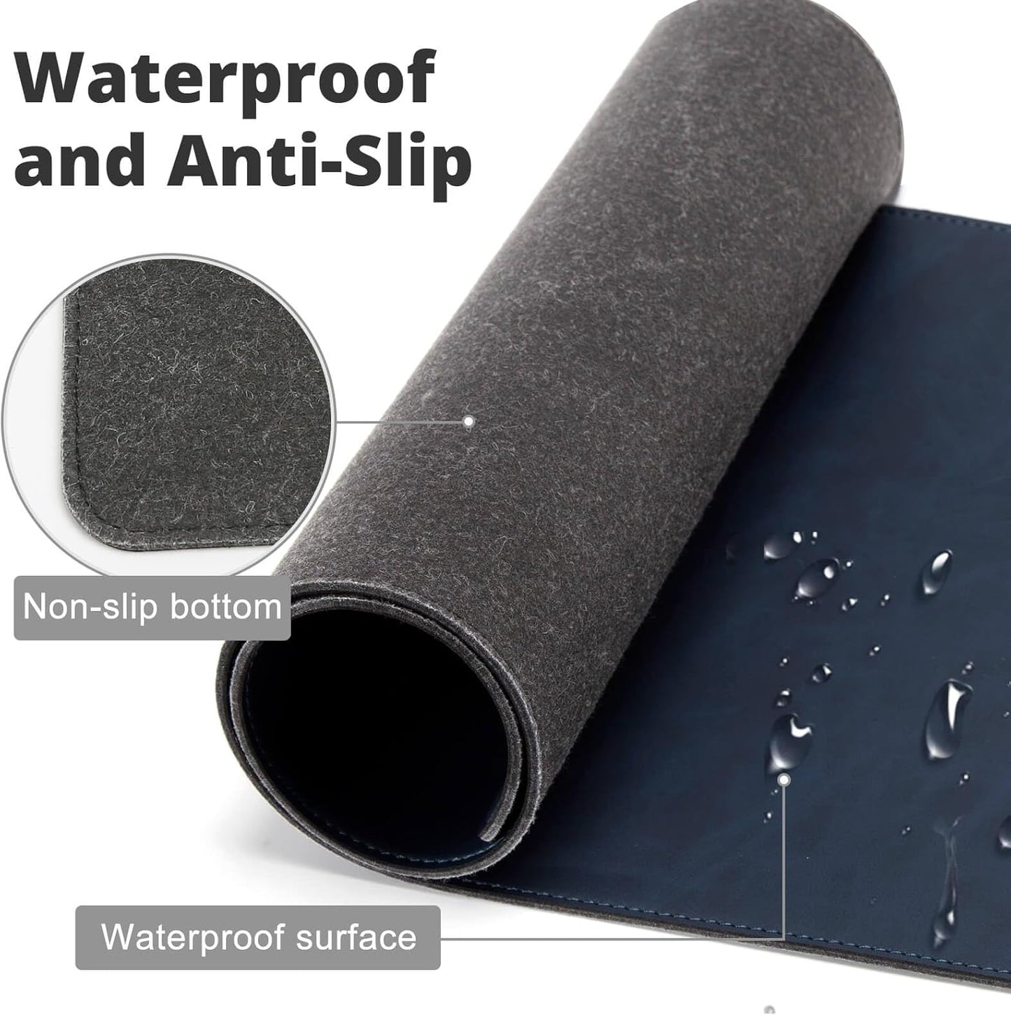 Magnetic Wireless Charging Desk Pad, Office Desk Mat with Wireless Charger, Waterproof and Scratch-Resistant Large Mouse Mat, Microfiber Leather Mouse Pad for Office and Home Use, Blue Color