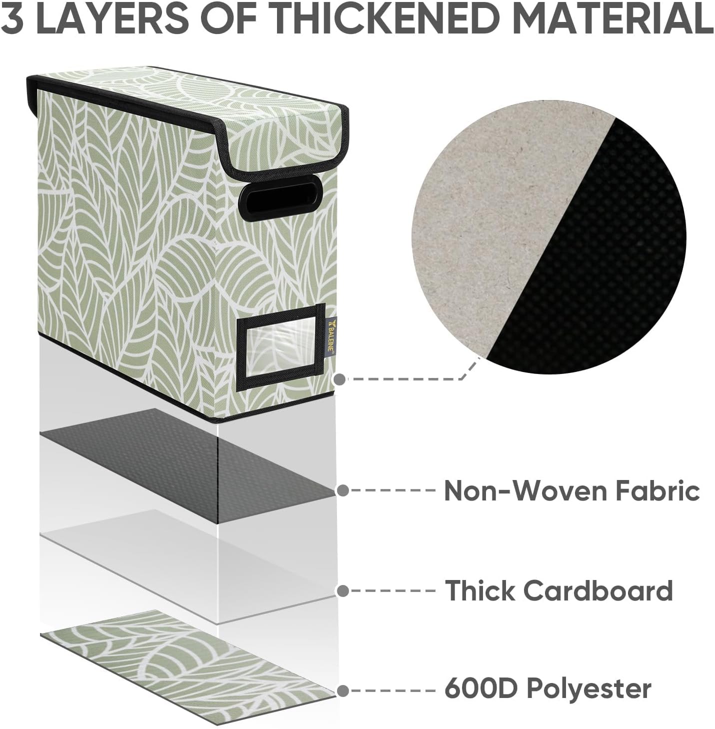 BALEINE File Organizer Box with Lid, Collapsible File Folder Organizer with Plastic Slide, Hanging File Folder Box for Office Document Storage (1 Pack, Antique Foliage, S)